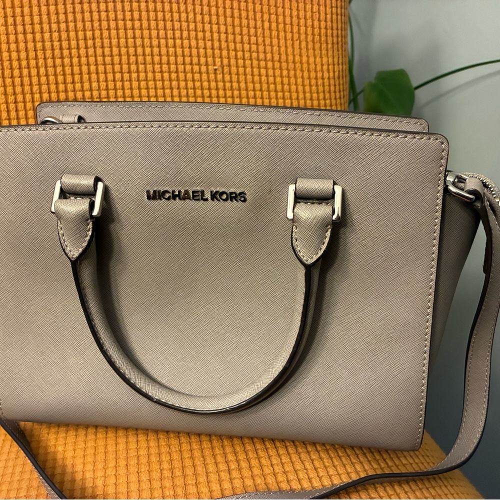 Michael Kors Gray Saffiano Leather Satchel